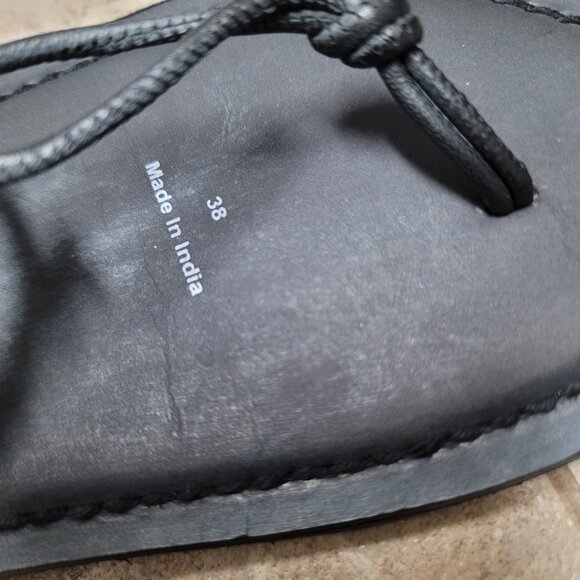 NEW Free People Caroline Cali Sandals Black Leather Braided Ankle Strap 8 - Picture 5 of 6